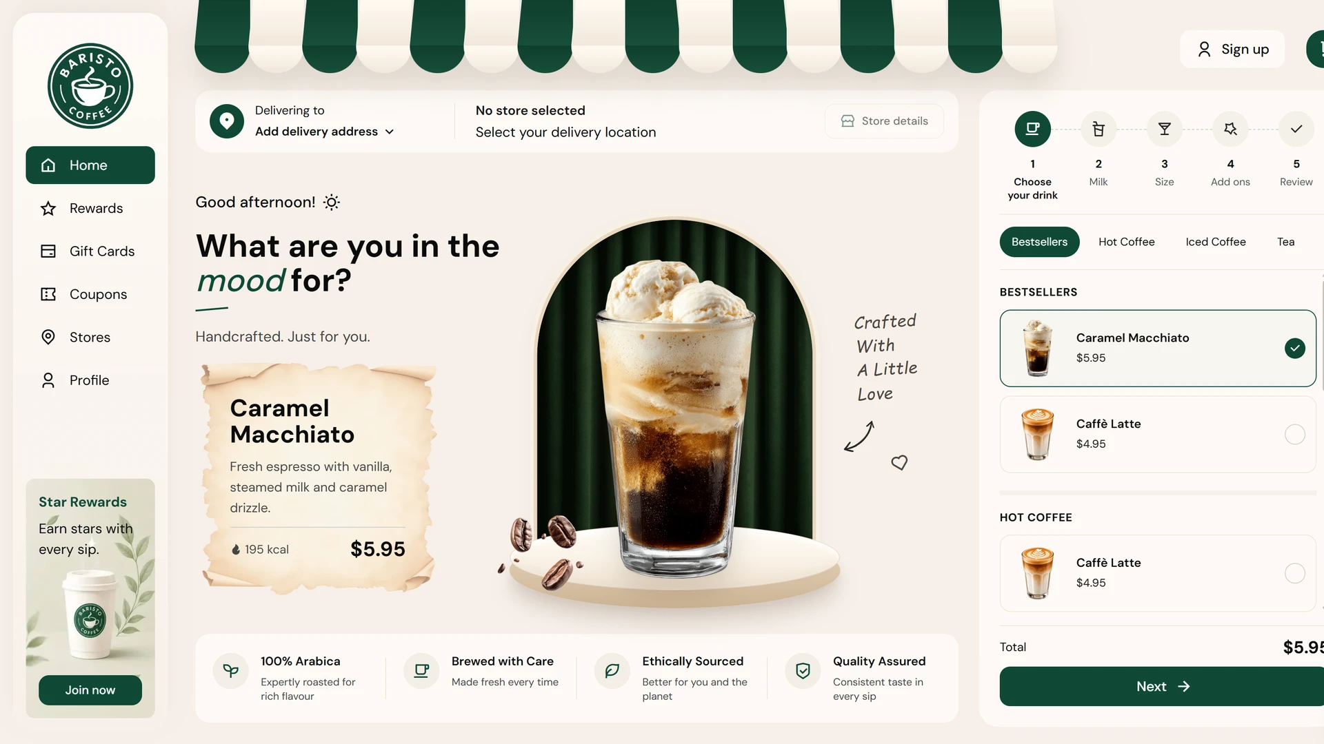 Baristo - Coffee Shop & Online Ordering React Next.js Template