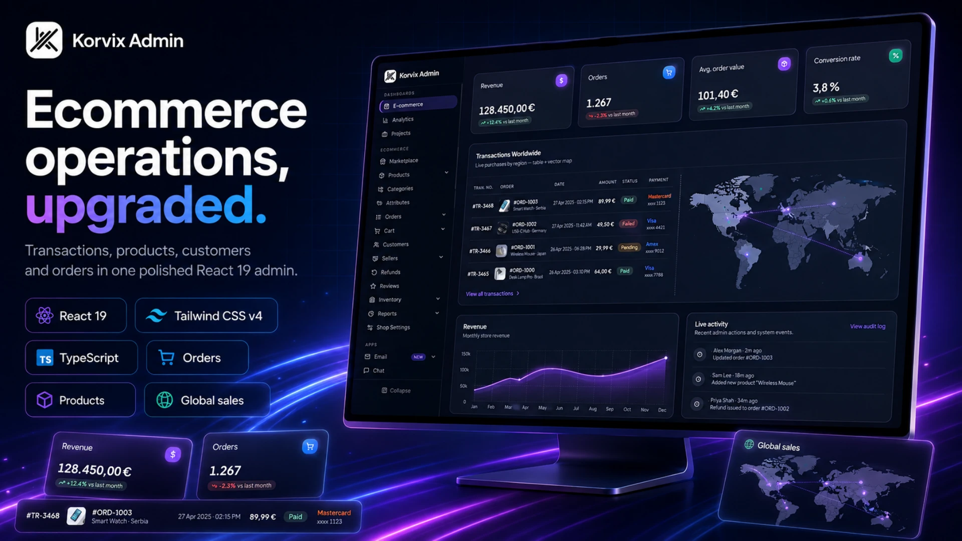 Korvix Admin - Multipurpose React Admin Dashboard