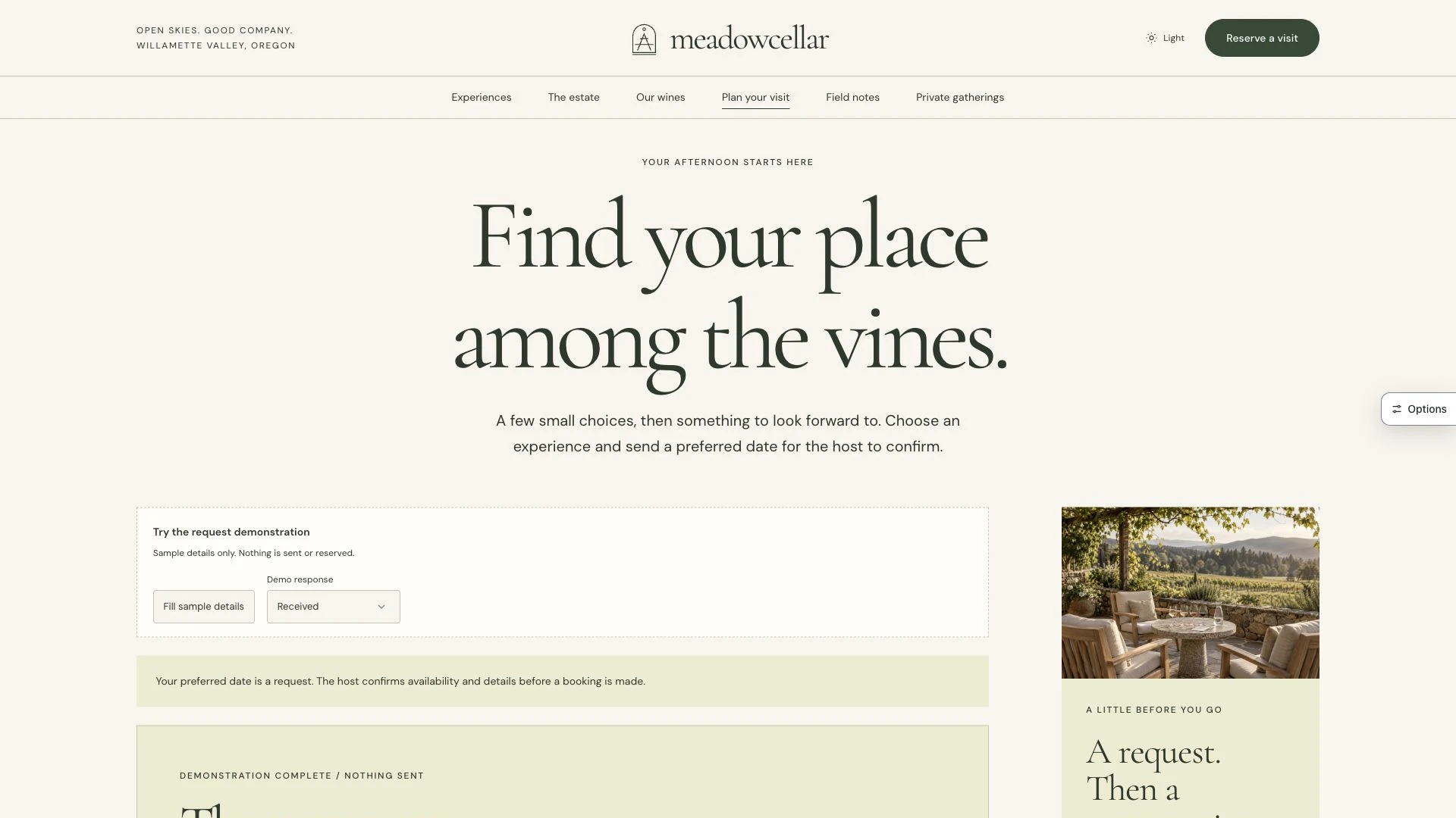 Meadowcellar - Vineyard Picnic & Wine Tasting HTML Template