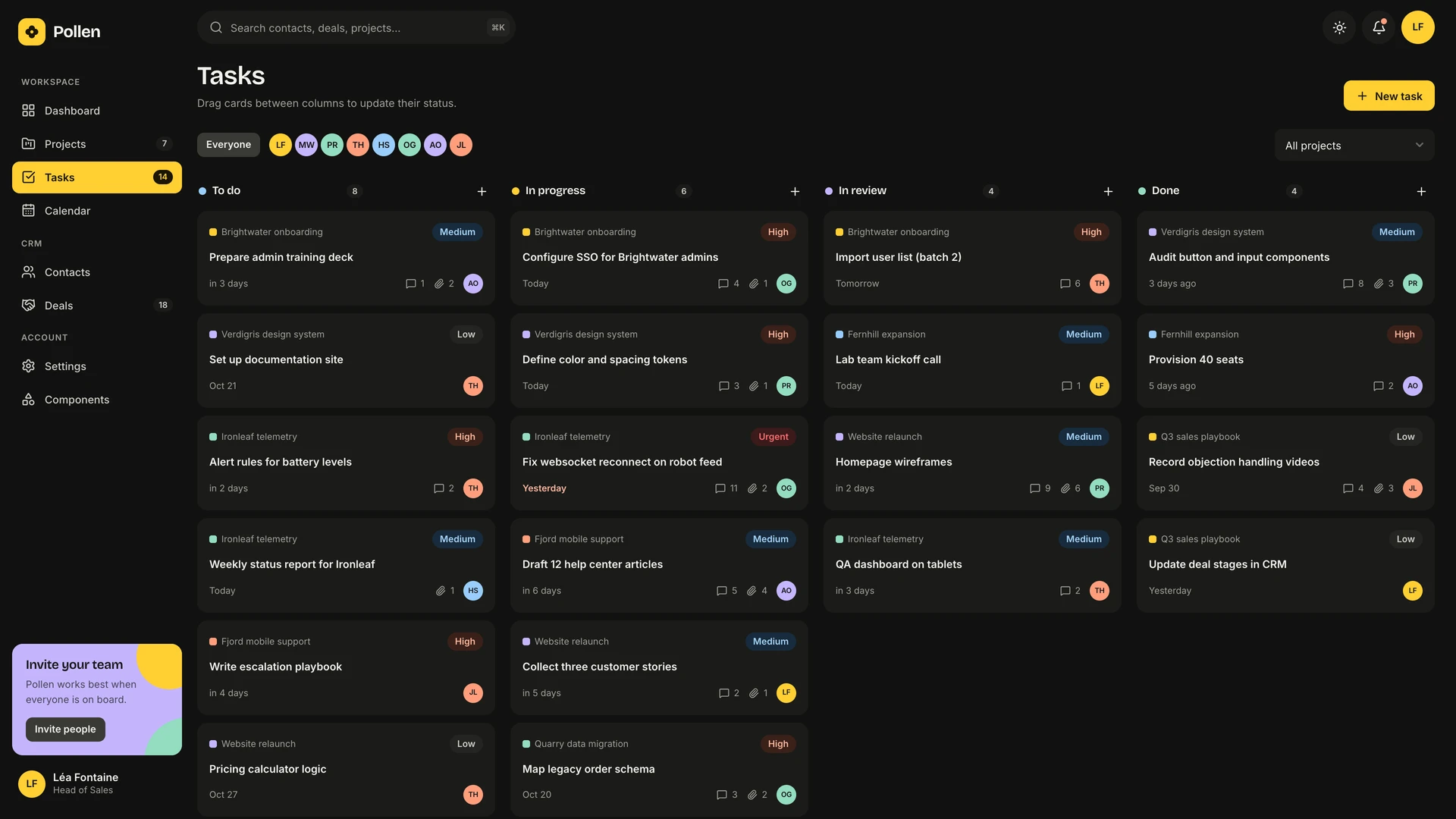 Pollen - Vue & React CRM and Project Management Admin Dashboard Template