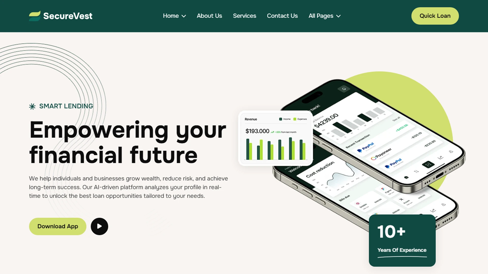 SecureVest - Nuxt Digital Banking & Financial Services Template
