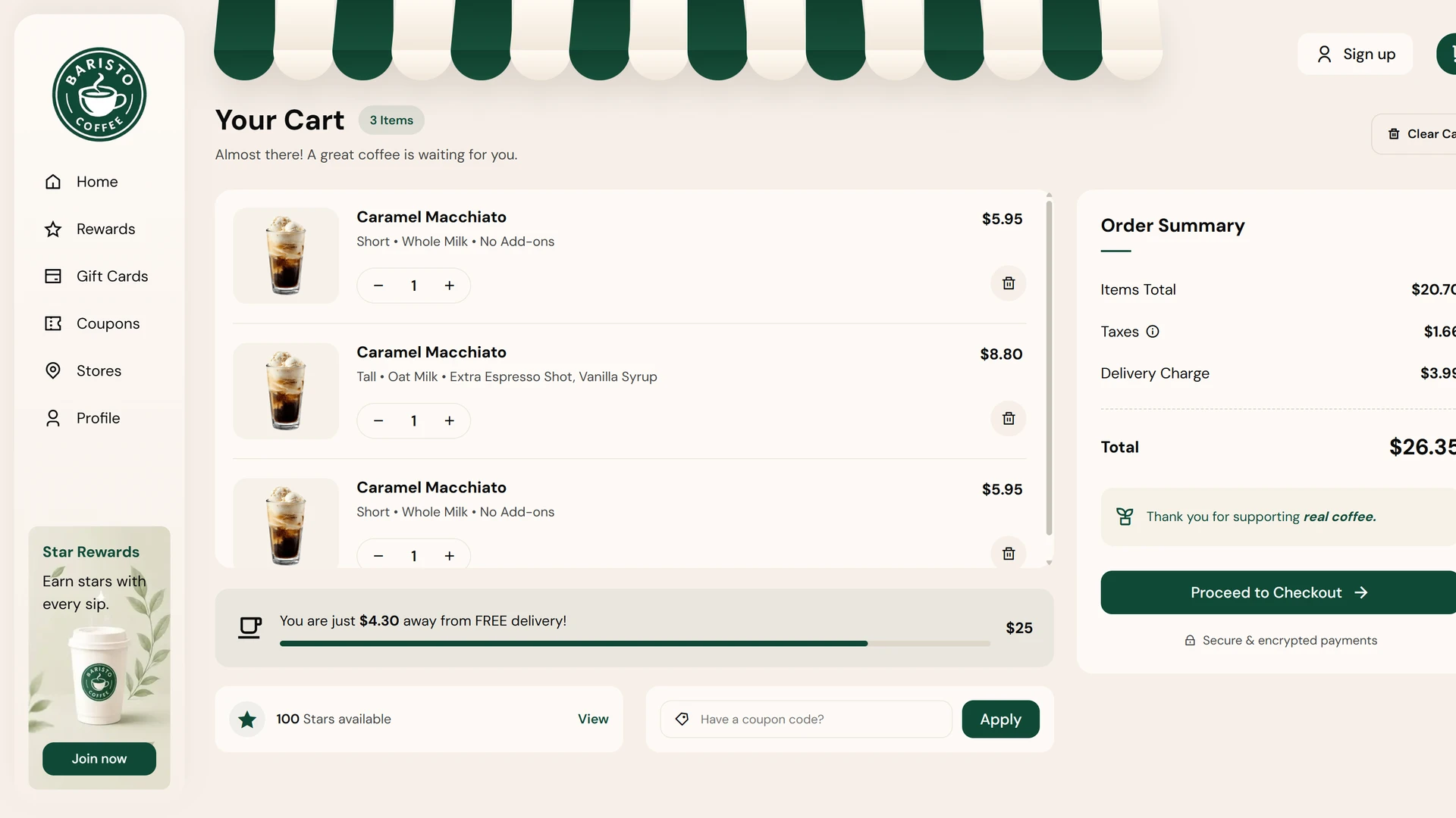 Baristo - Coffee Shop & Online Ordering React Next.js Template