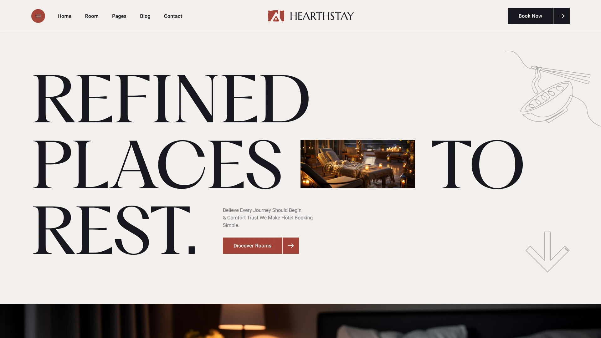 Hearthstay - Bed & Breakfast Hotel Figma Template (Screenshot 1 of 1)