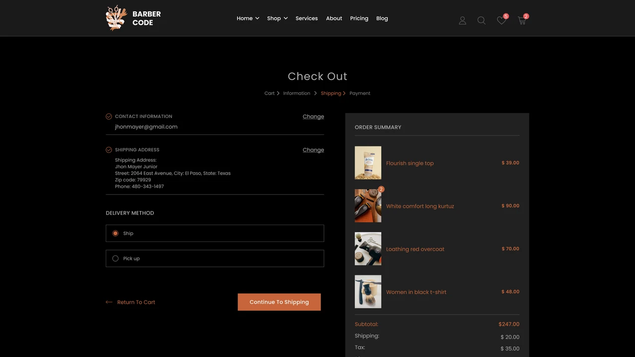 Barber Code - Barber Services and eCommerce Figma Template