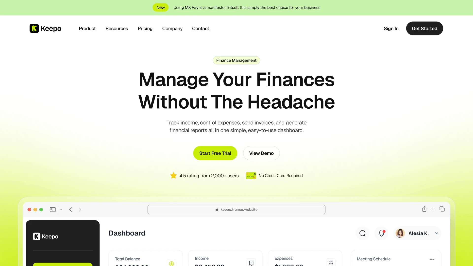 Keepo - Bookkeeping SaaS Framer Template