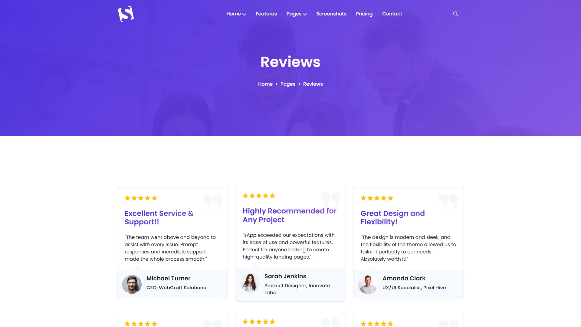 sApp - App Landing Page Template