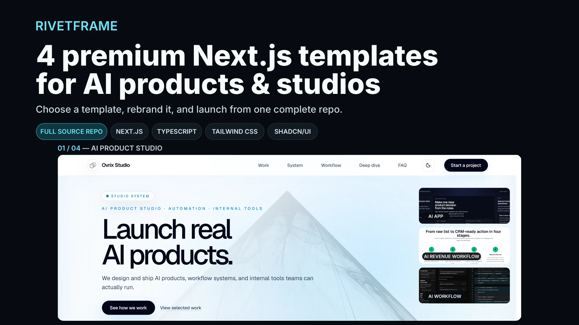 Rivetframe - Next.js AI Landing Page Template Pack
