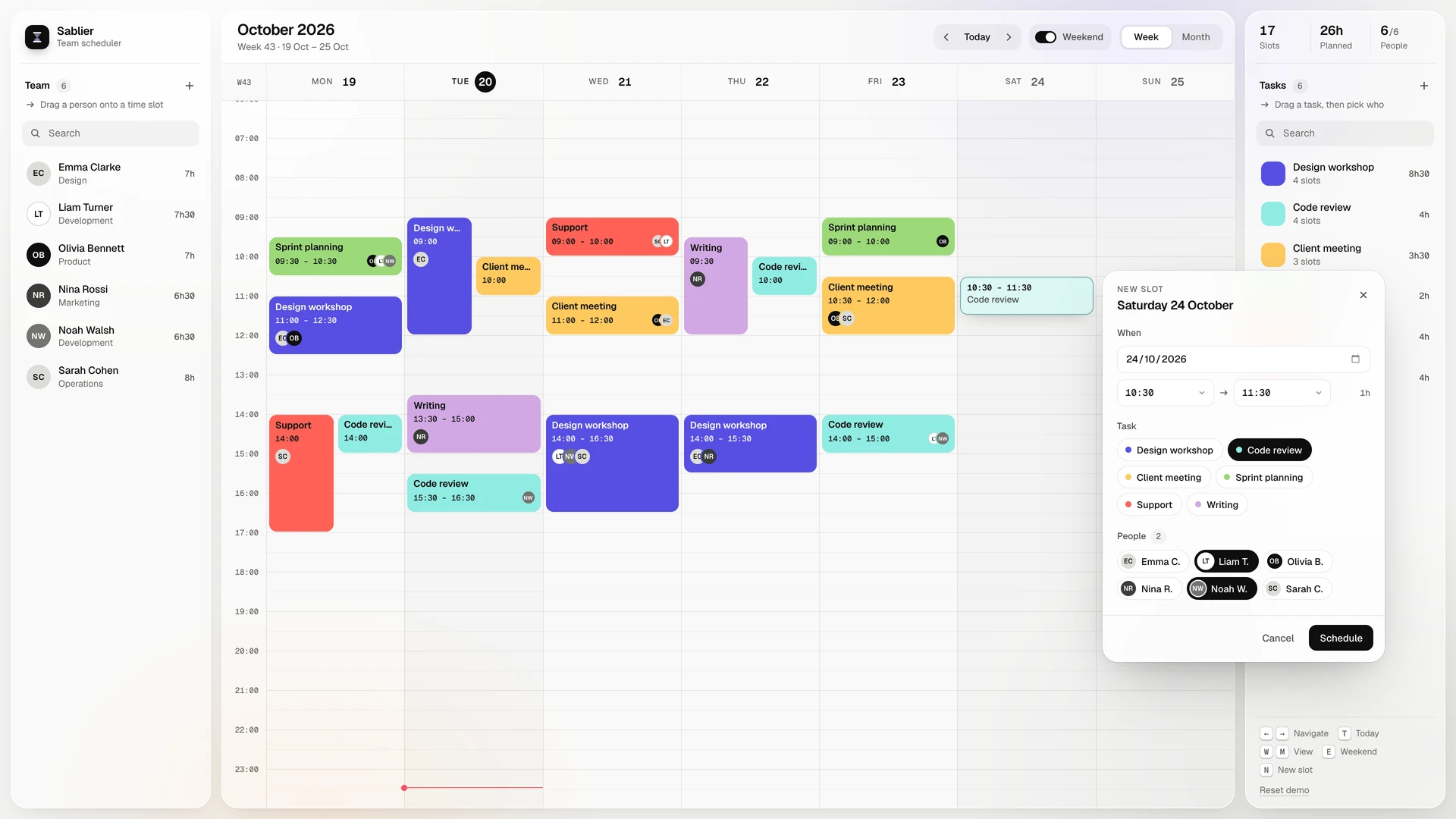 Sablier - Team Scheduler Template with Drag and Drop for React and Vue (Screenshot 3 of 13)