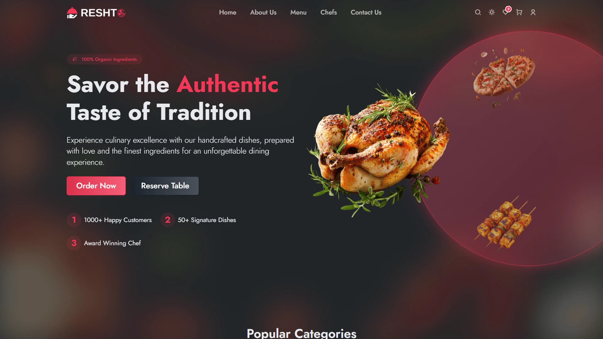 Reshto - Restaurant Website Template React Tailwind Modern Food Business