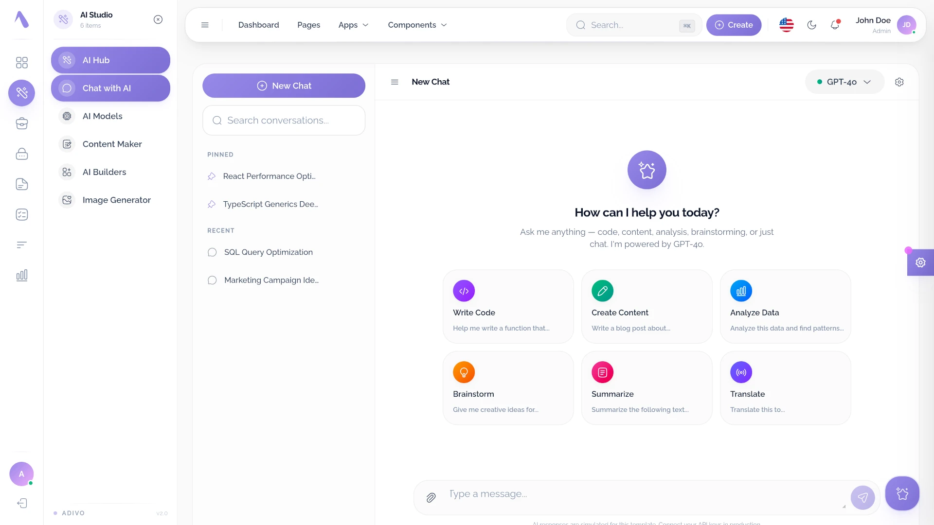 Adivo - AI Ready React 19 Admin Dashboard Template