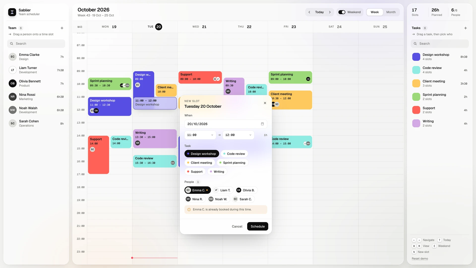 Sablier - Team Scheduler Template with Drag and Drop for React and Vue (Screenshot 5 of 13)