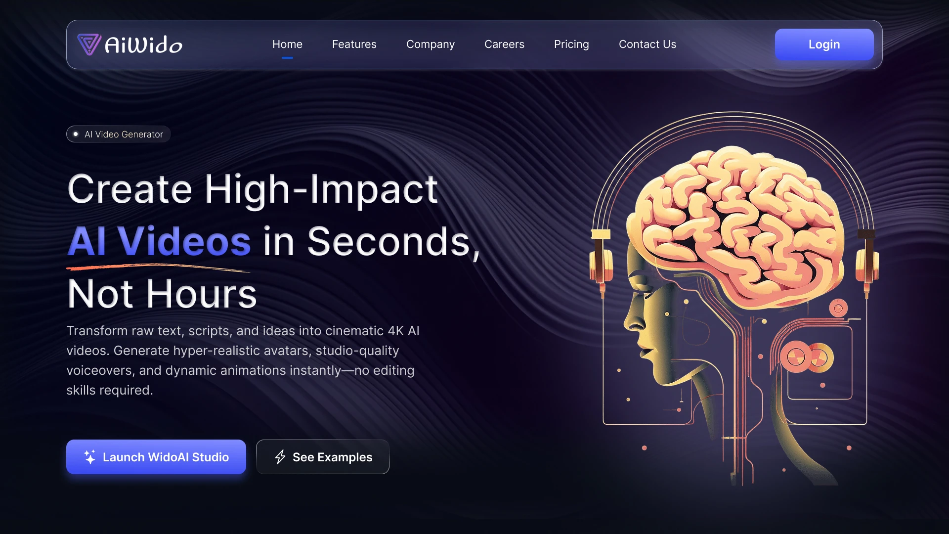 AiWido - Premium Futuristic AI Video Generator SaaS Figma Template