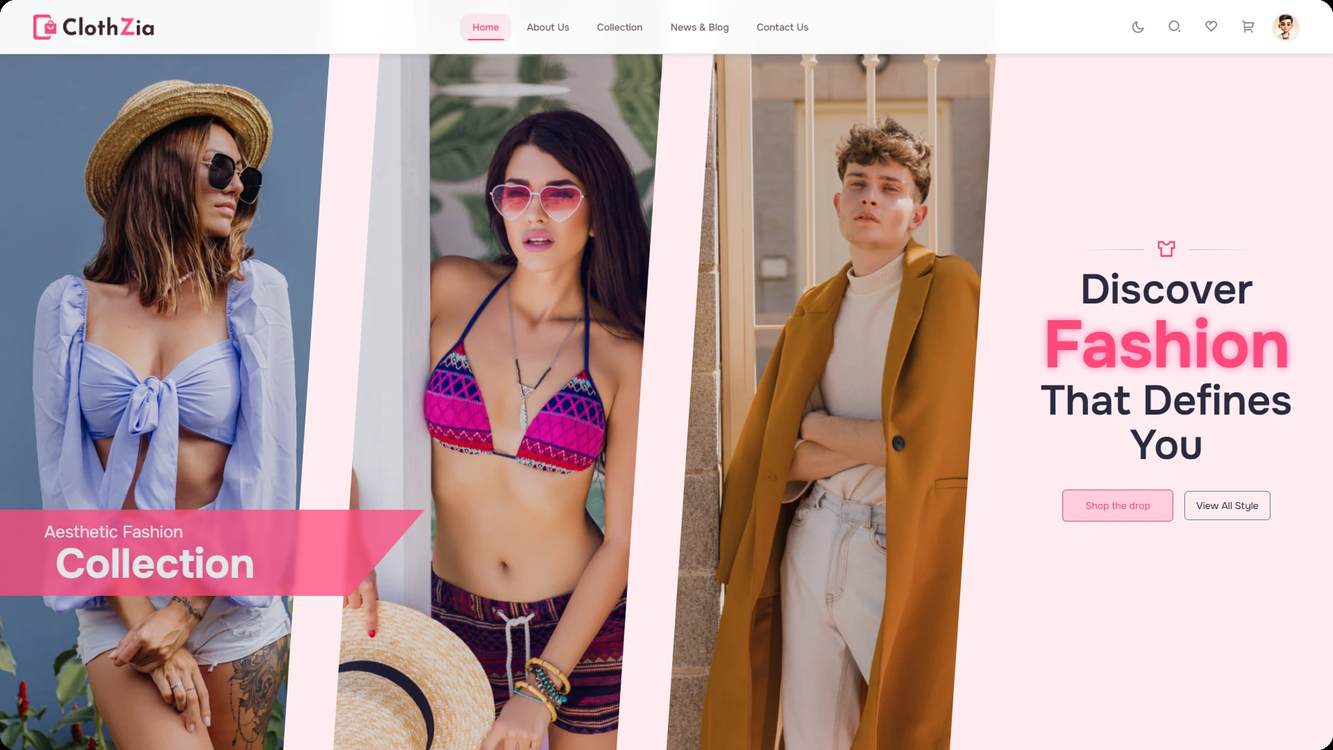 Clothzia - Ecommerce Website Template React Tailwind Modern Fashion Store