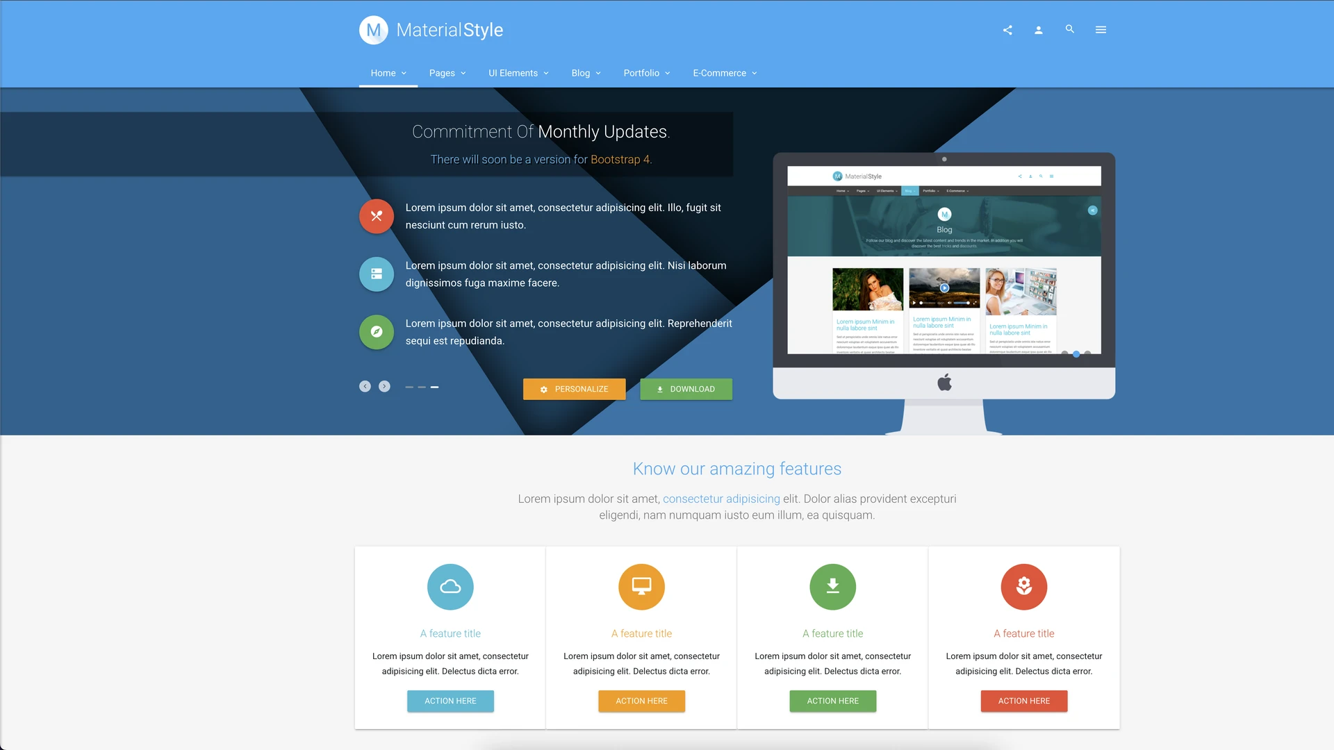 Material Style - Material Design Website Template