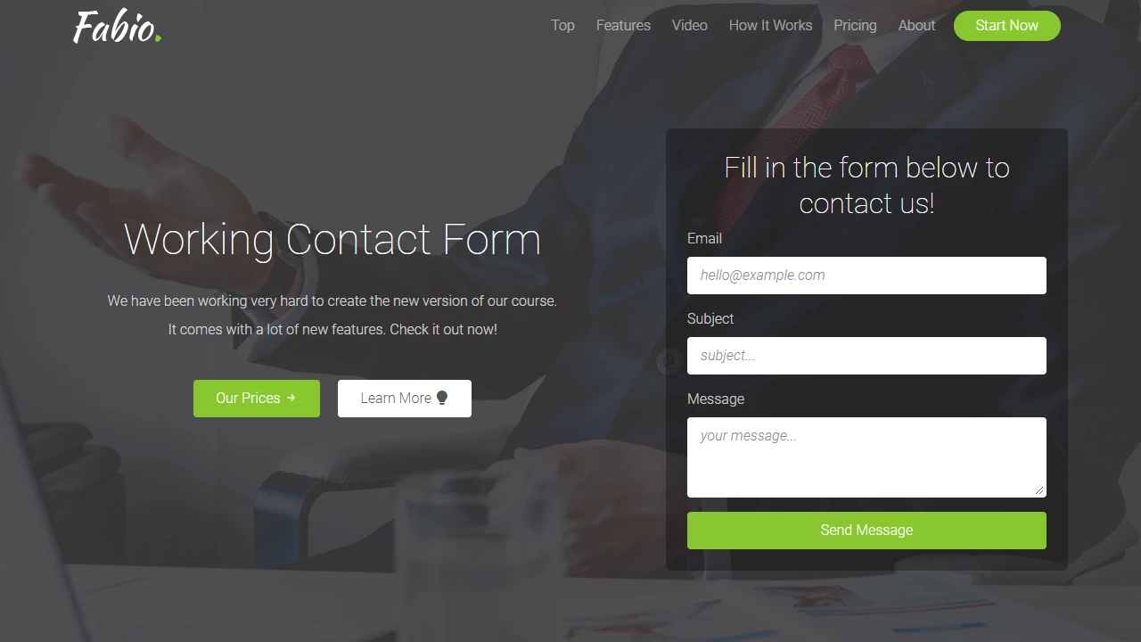 Fabio - Multipurpose Landing Pages, 5 Templates