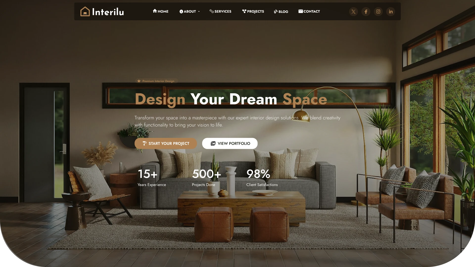 Interilu - Modern Interior Design and Architecture Figma Agency Template