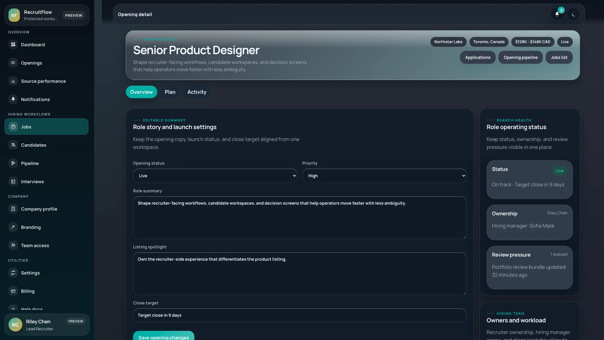 RecruitFlow - React Job Board & Recruiter Dashboard Template