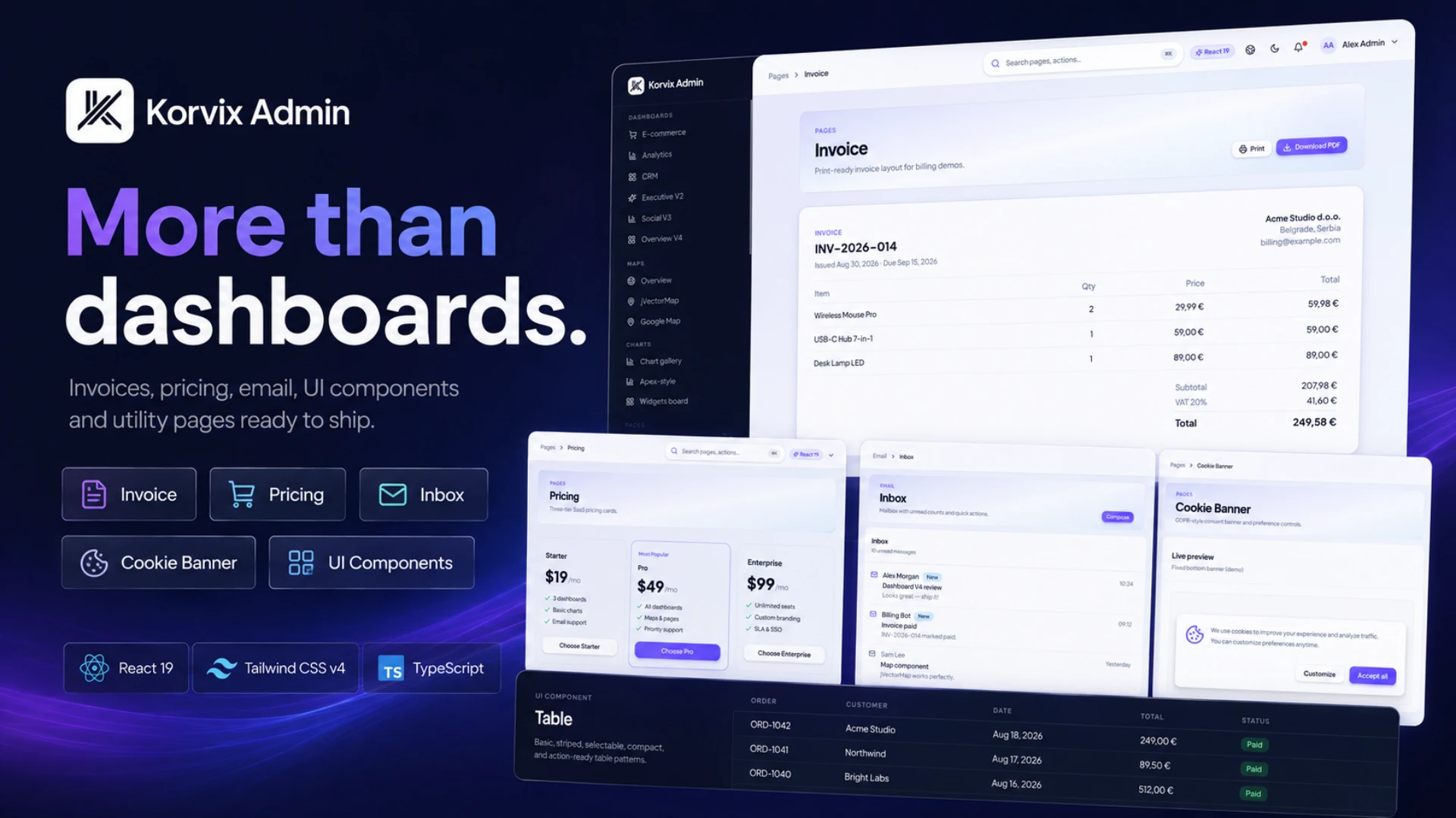 Korvix Admin - Multipurpose React Admin Dashboard