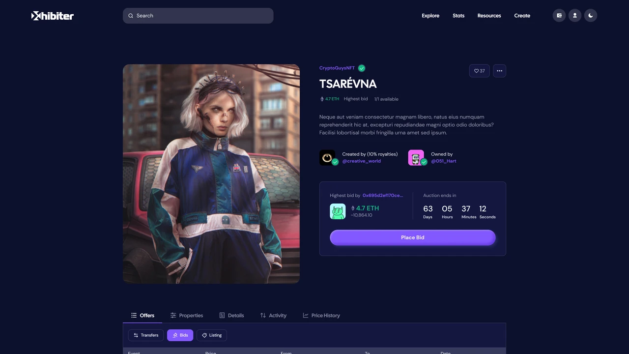 Xhibiter - Web3 Crypto NFT Marketplace Figma Template