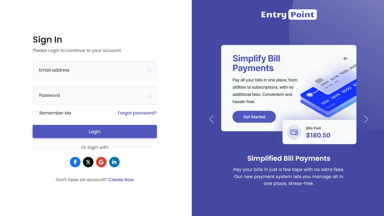 EntryPoint - Login & Register Form HTML Templates Collection