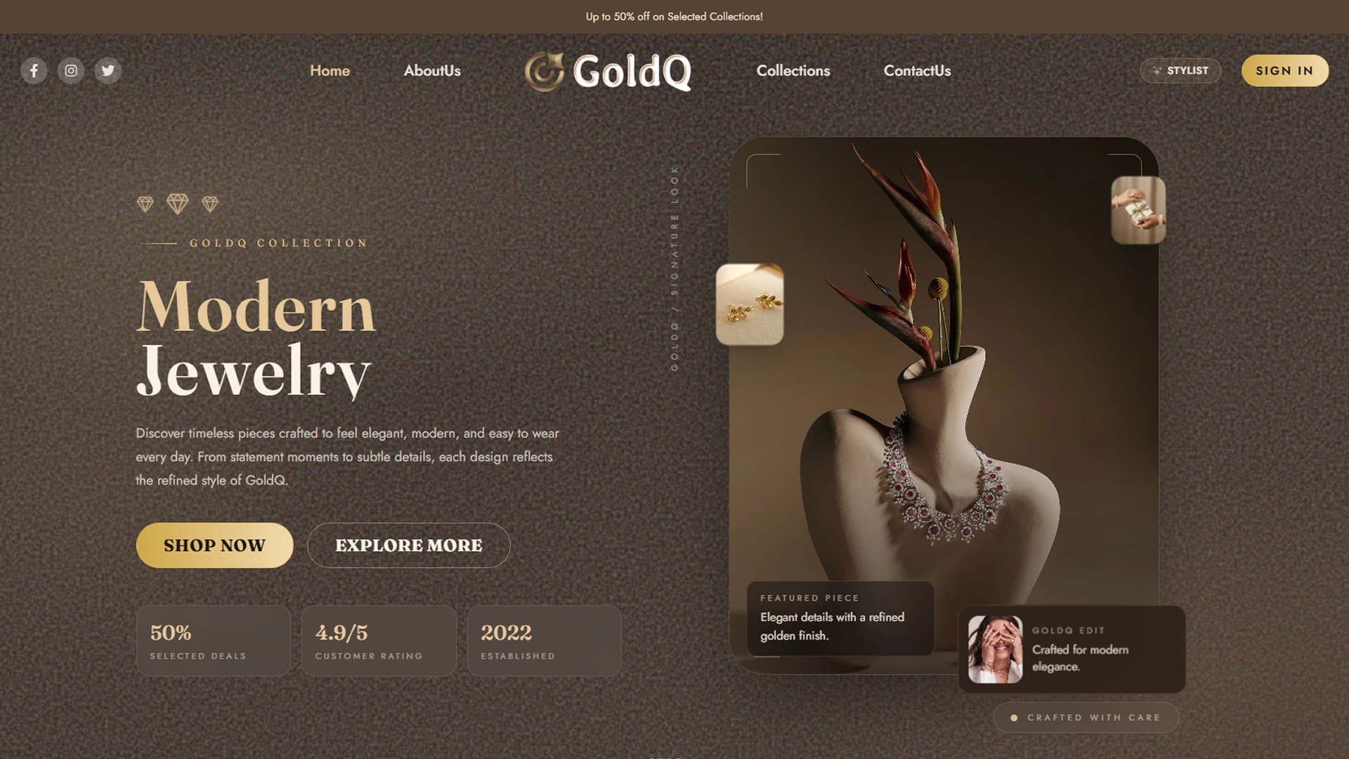GoldQ - Premium Jewelry Luxury E-Commerce React Template
