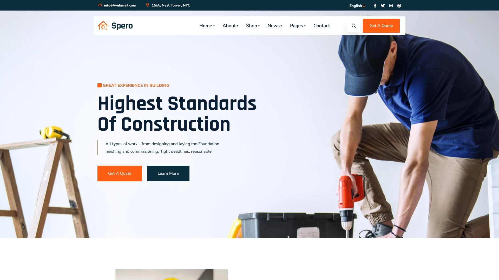 Spero - Building and Construction Bootstrap HTML Template
