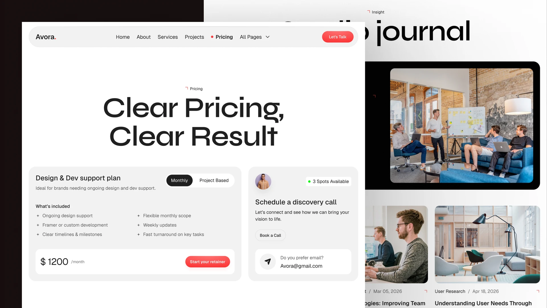 Avora - Swiss Agency & Marketing Agency Framer and Figma Template