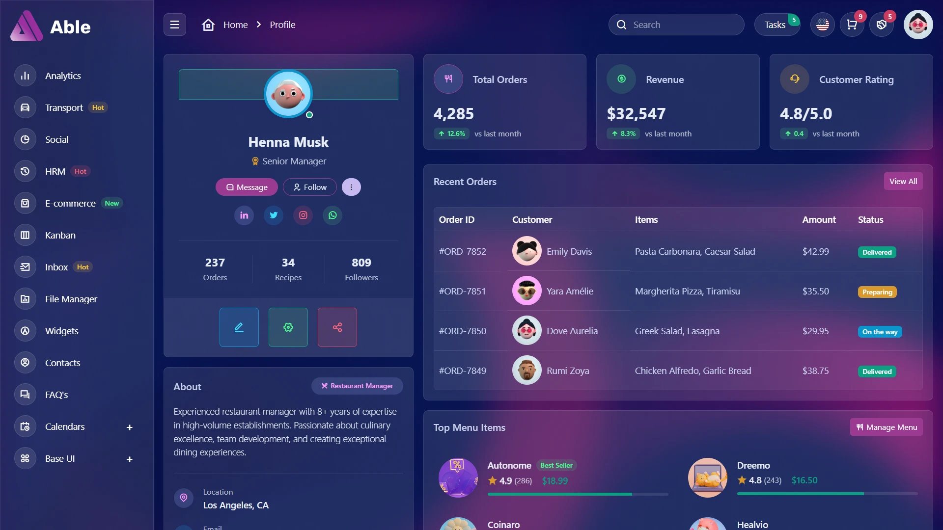 Able - Bootstrap Admin Dashboard Template