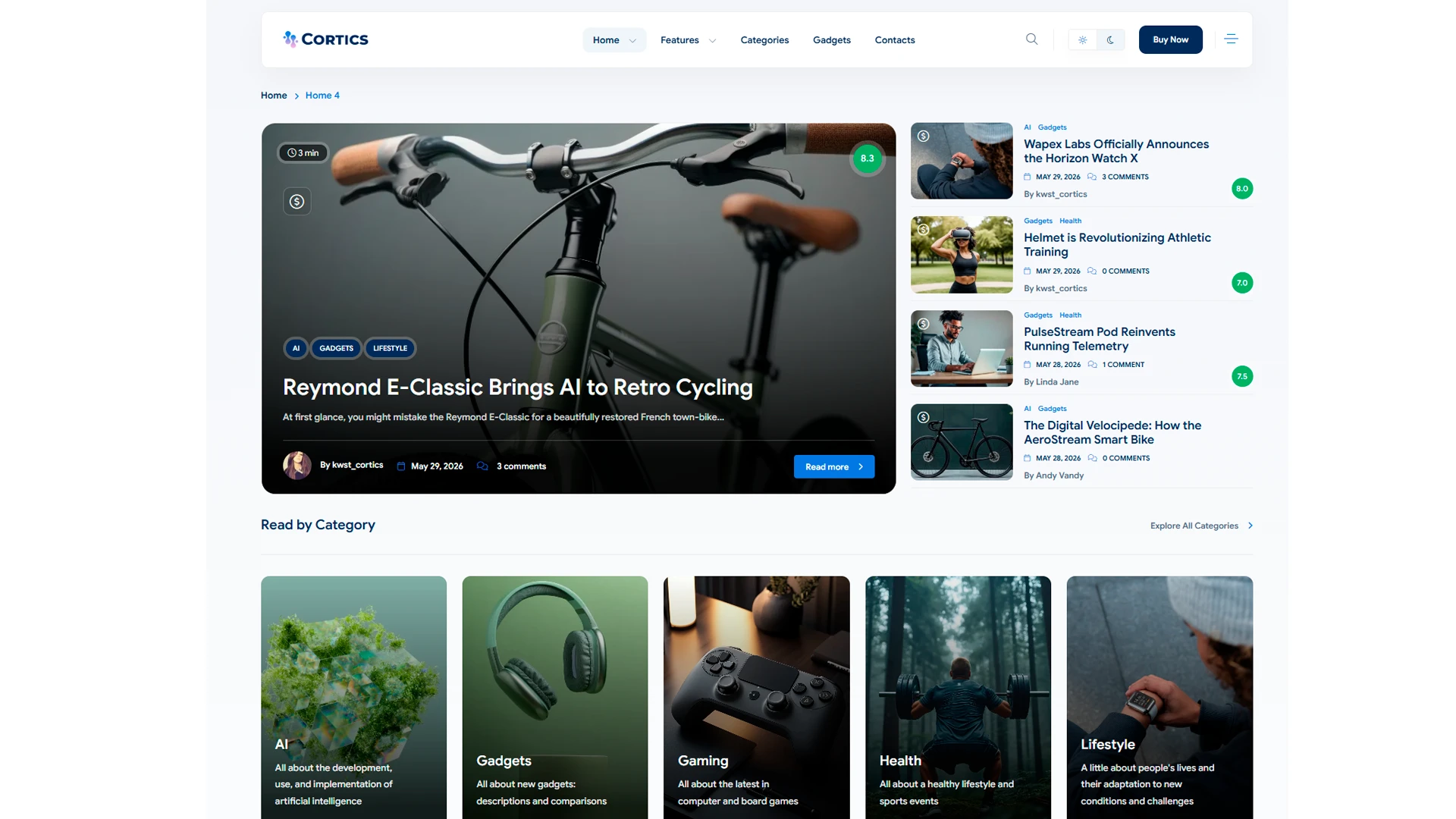 Cortics - Modern Thematic Blog & Magazine WordPress Theme