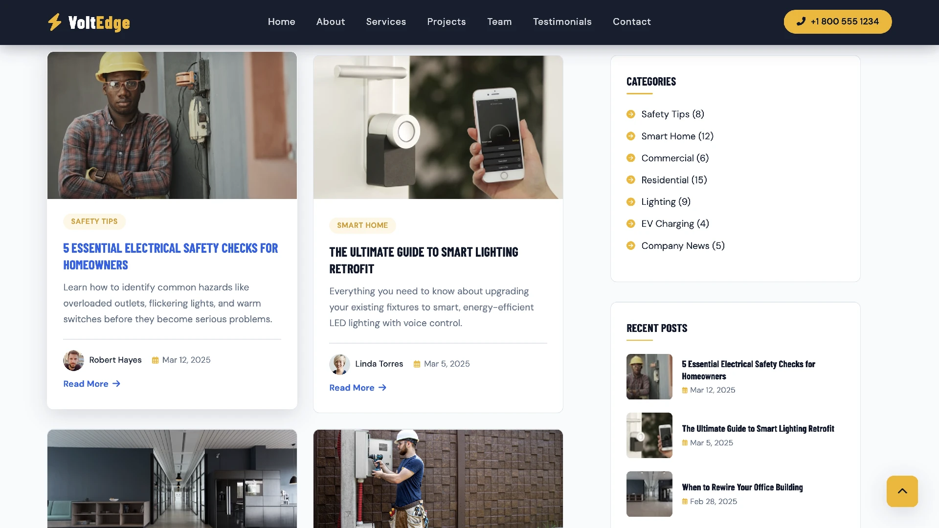 VoltEdge - Electrical Repair, Wiring & Maintenance HTML Website Template
