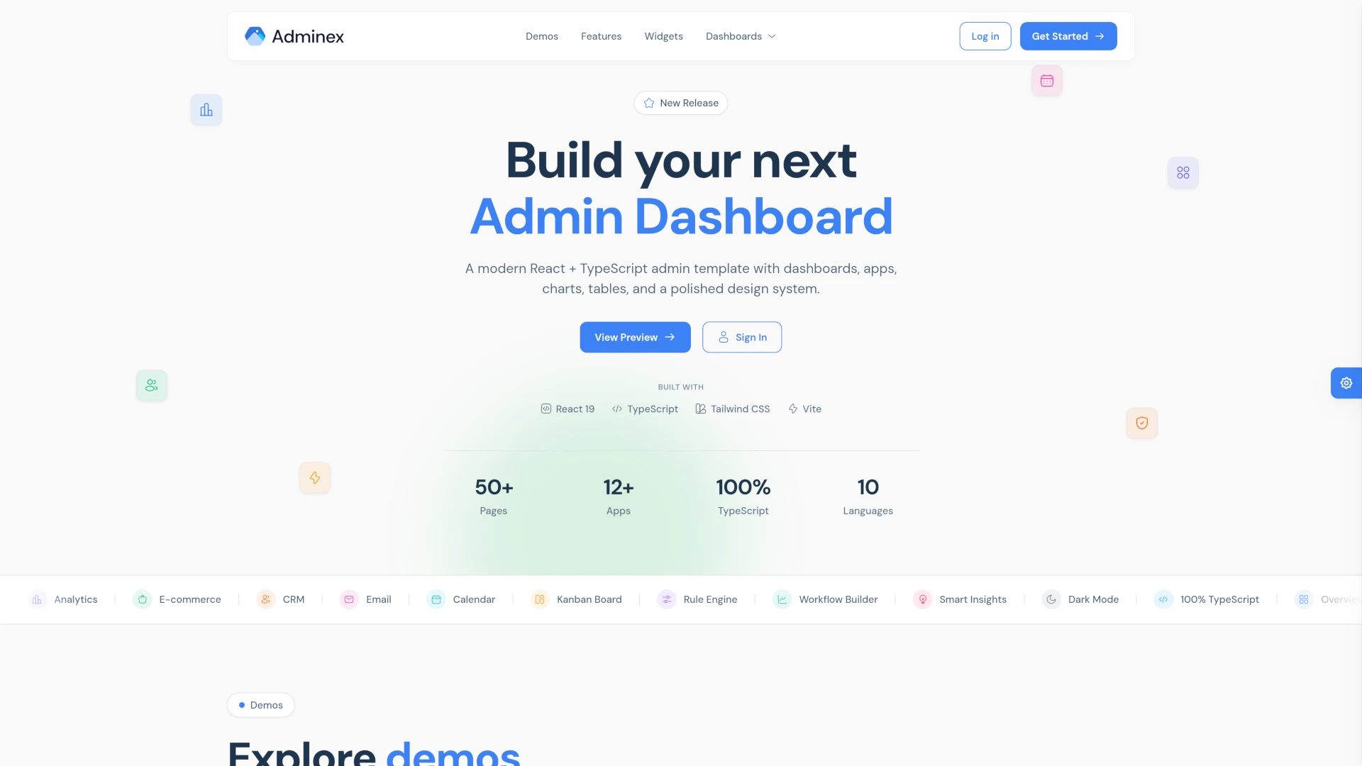 Adminex - React 19 Admin Dashboard Template with Tailwind CSS 4