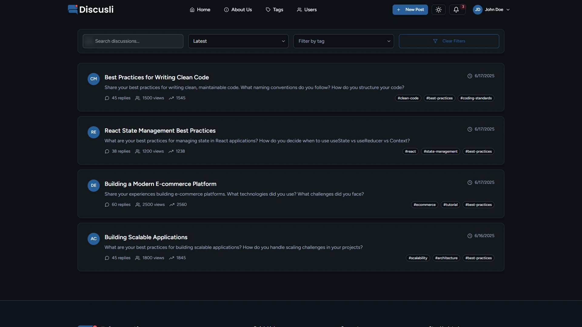 Discusli - Forum Website Template Modern Community Platform Design