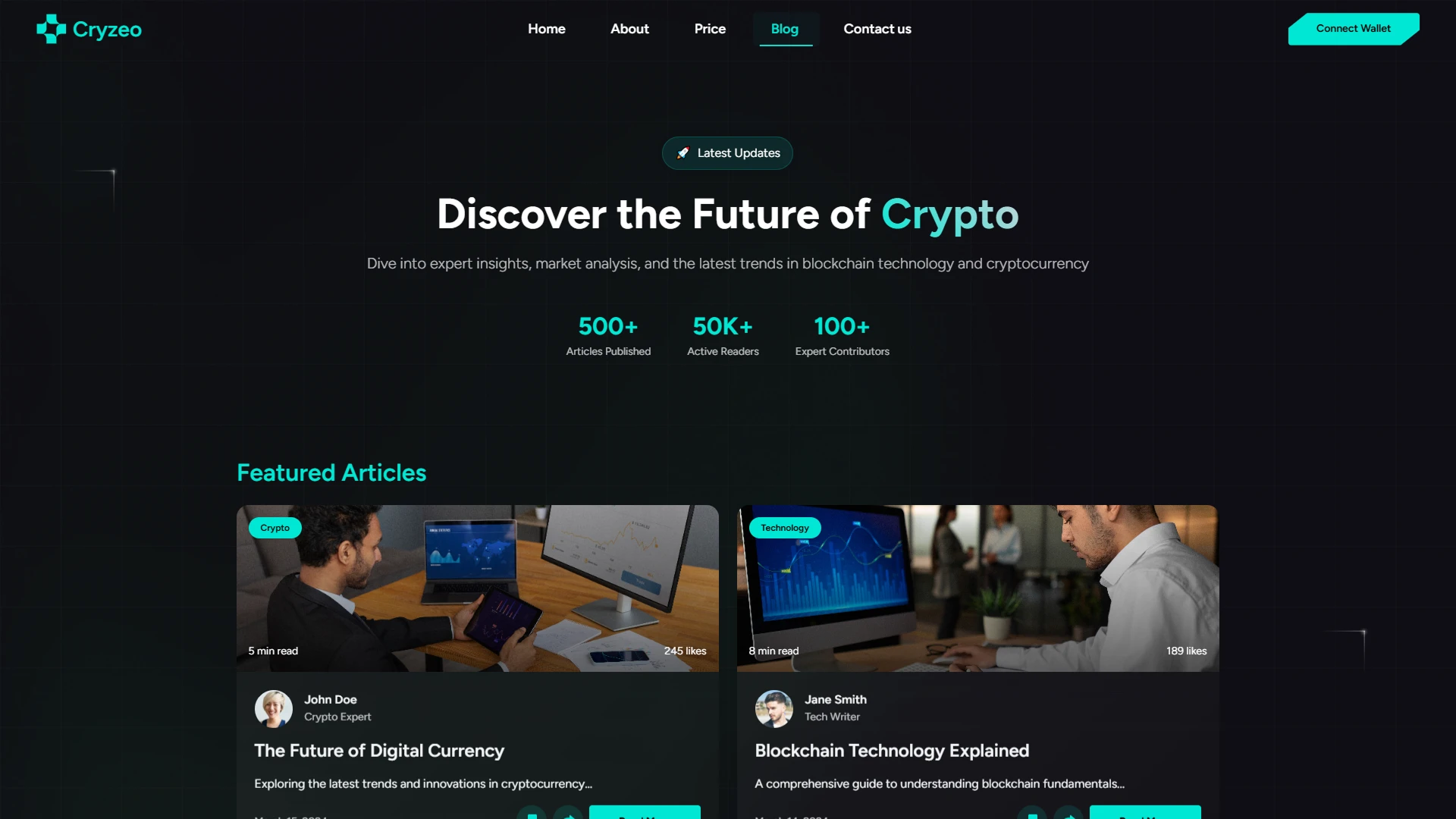 Cryzeo - Premium Cryptocurrency and Web3 Landing Page Figma UI Kit