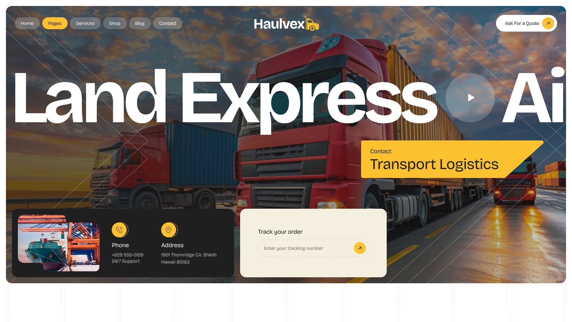 Haulvex - Transport & Logistics Company Figma Template (Screenshot 1 of 1)