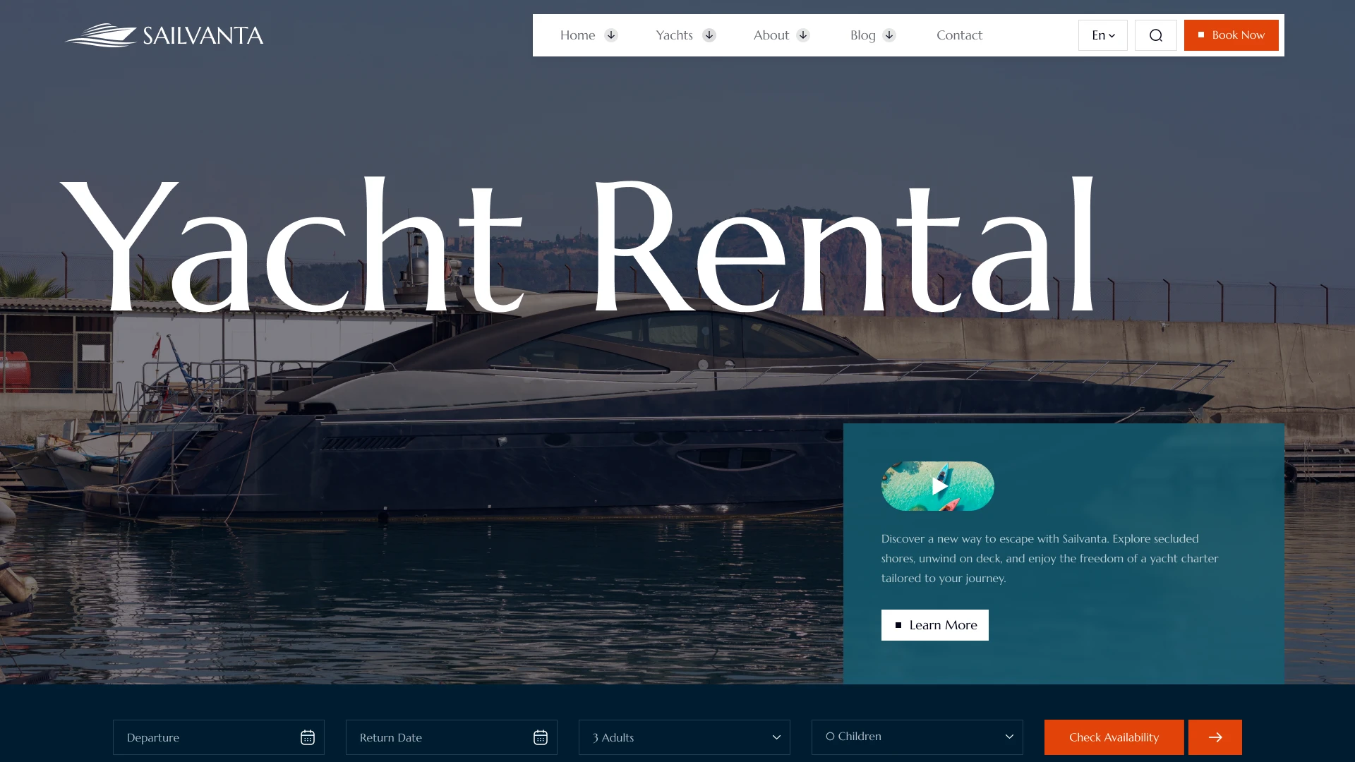 Sailvanta - Yacht Rental & Sailing Charter Figma Template (Screenshot 1 of 1)