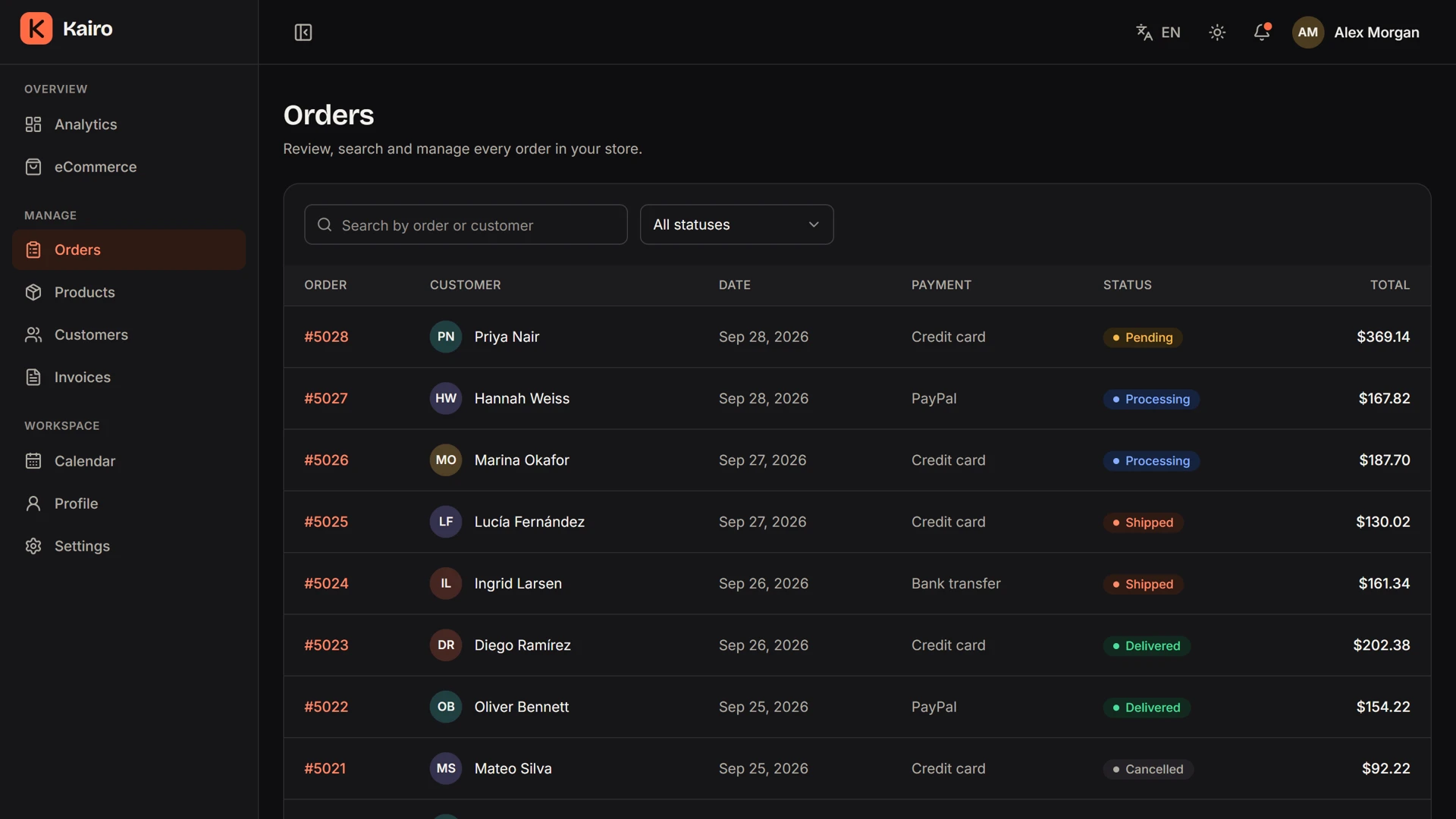 Kairo - Admin Dashboard Template with Next.js and Tailwind CSS