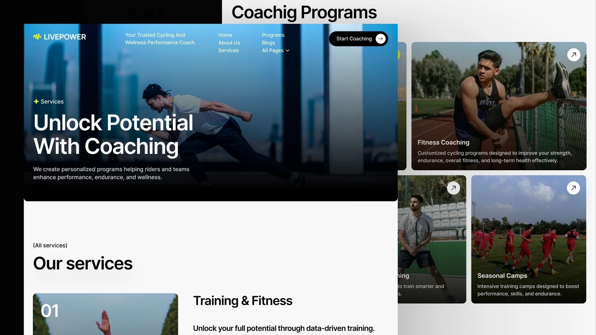 Livepower - Wellness, Cycling, Gym & Coaching Framer and Figma Template
