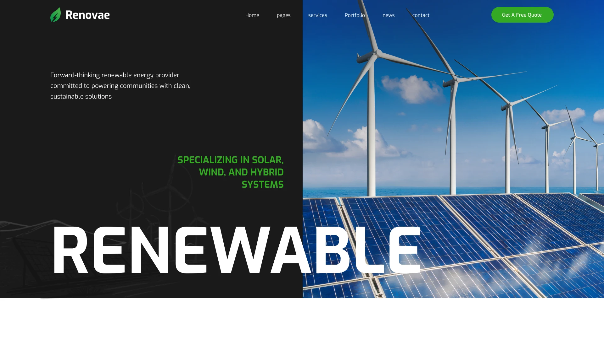 Renovae - Renewable Energy & Solar Figma Template (Screenshot 1 of 1)