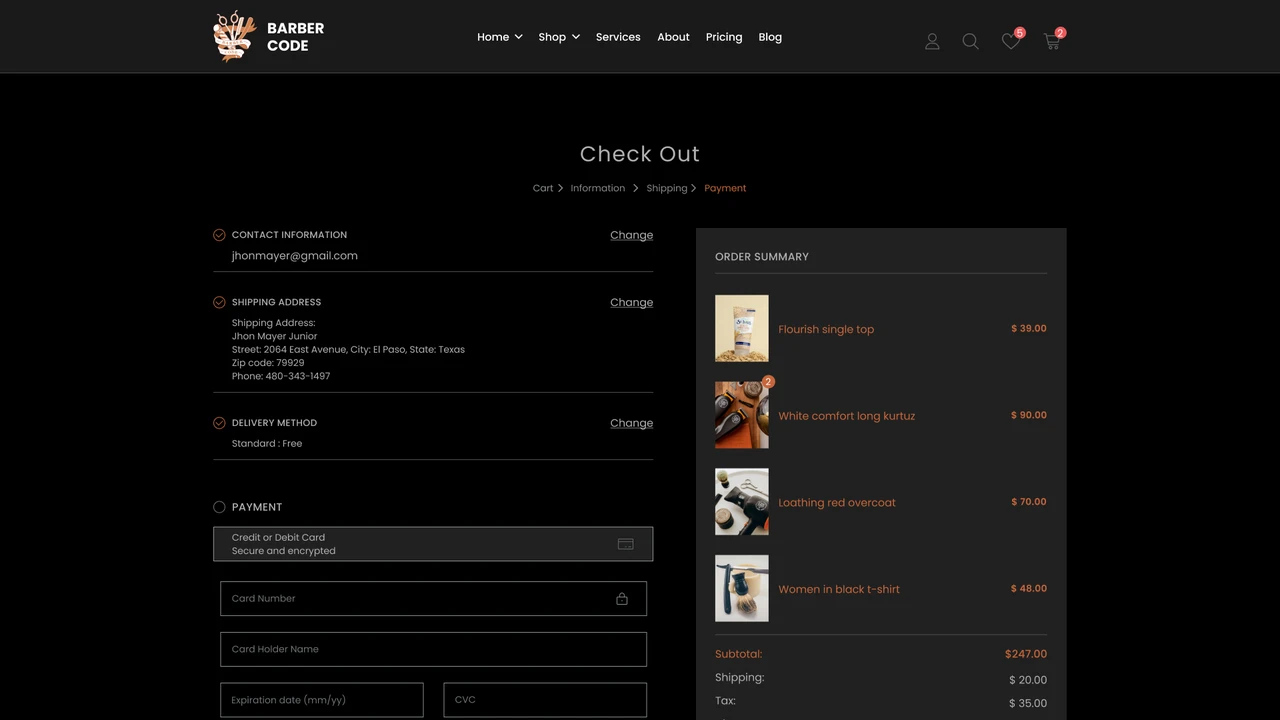Barber Code - Barber Services and eCommerce Figma Template