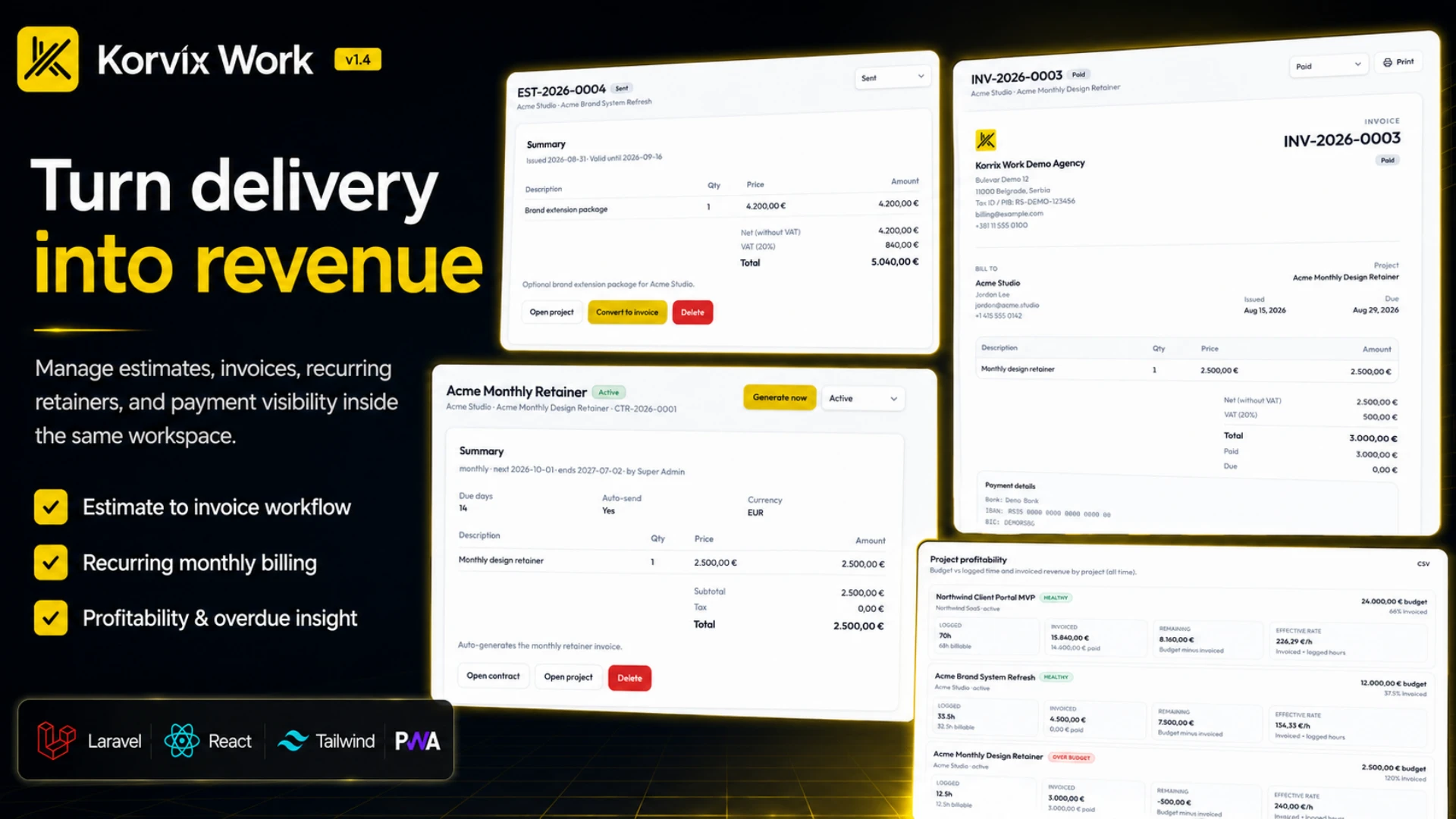 Korvix Work - Agency CRM, Project Management & Client Portal
