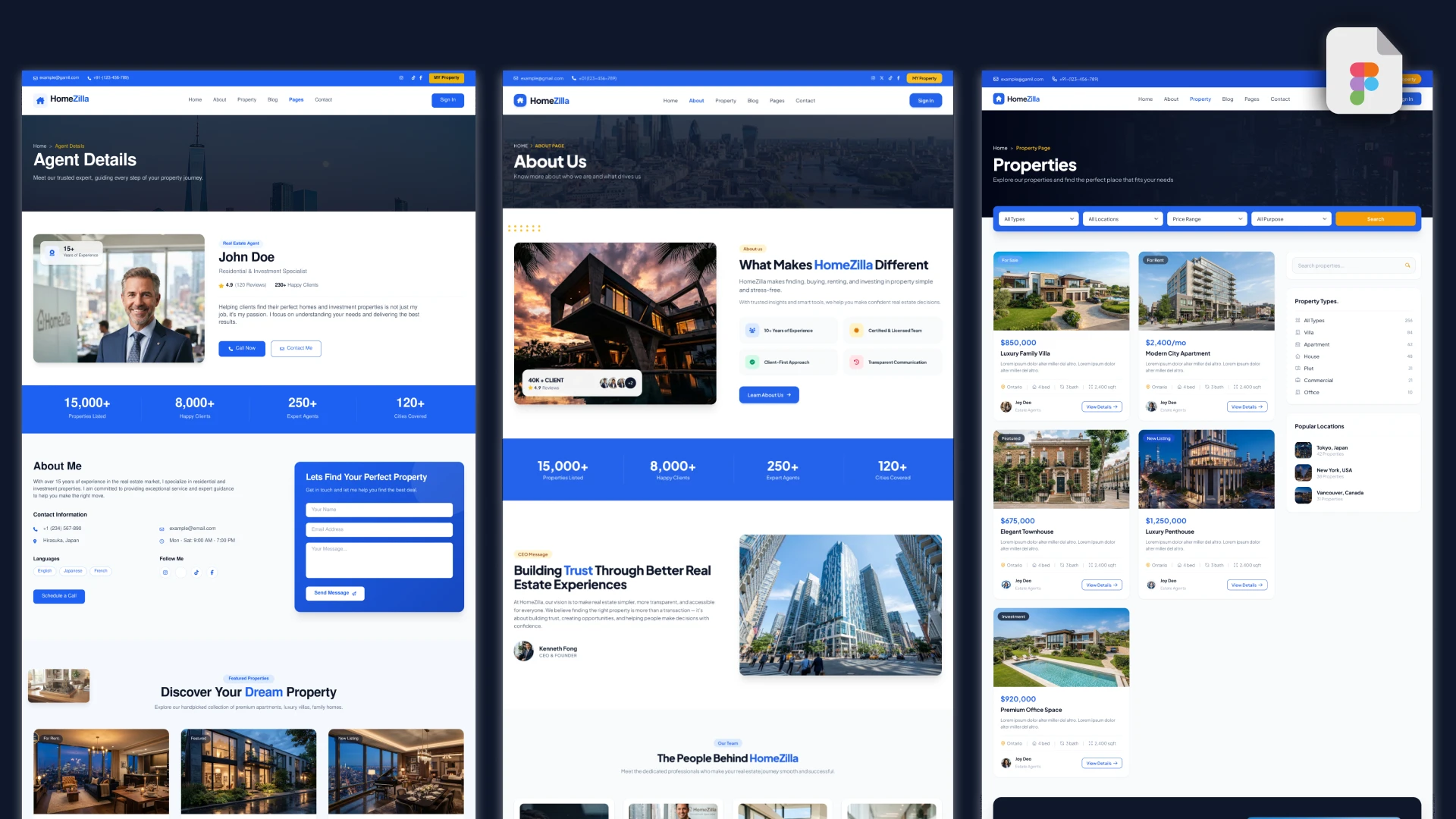 HomeZilla - Modern Real Estate & Property Figma UI Kit