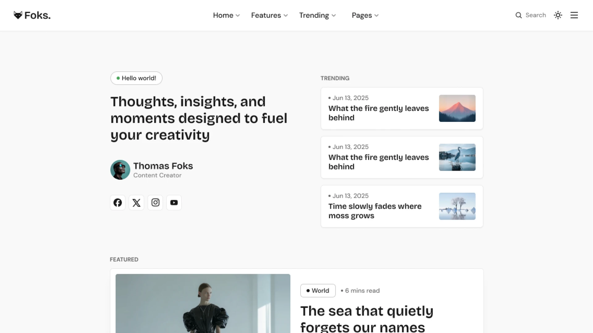 Foks - Lightweight Minimal Magazine & Blog WordPress Theme