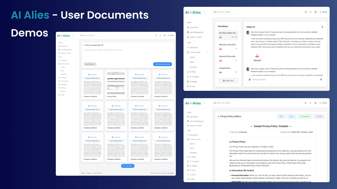 AI Alies - All in One Saas Platform for AI Generator Dashboards Template