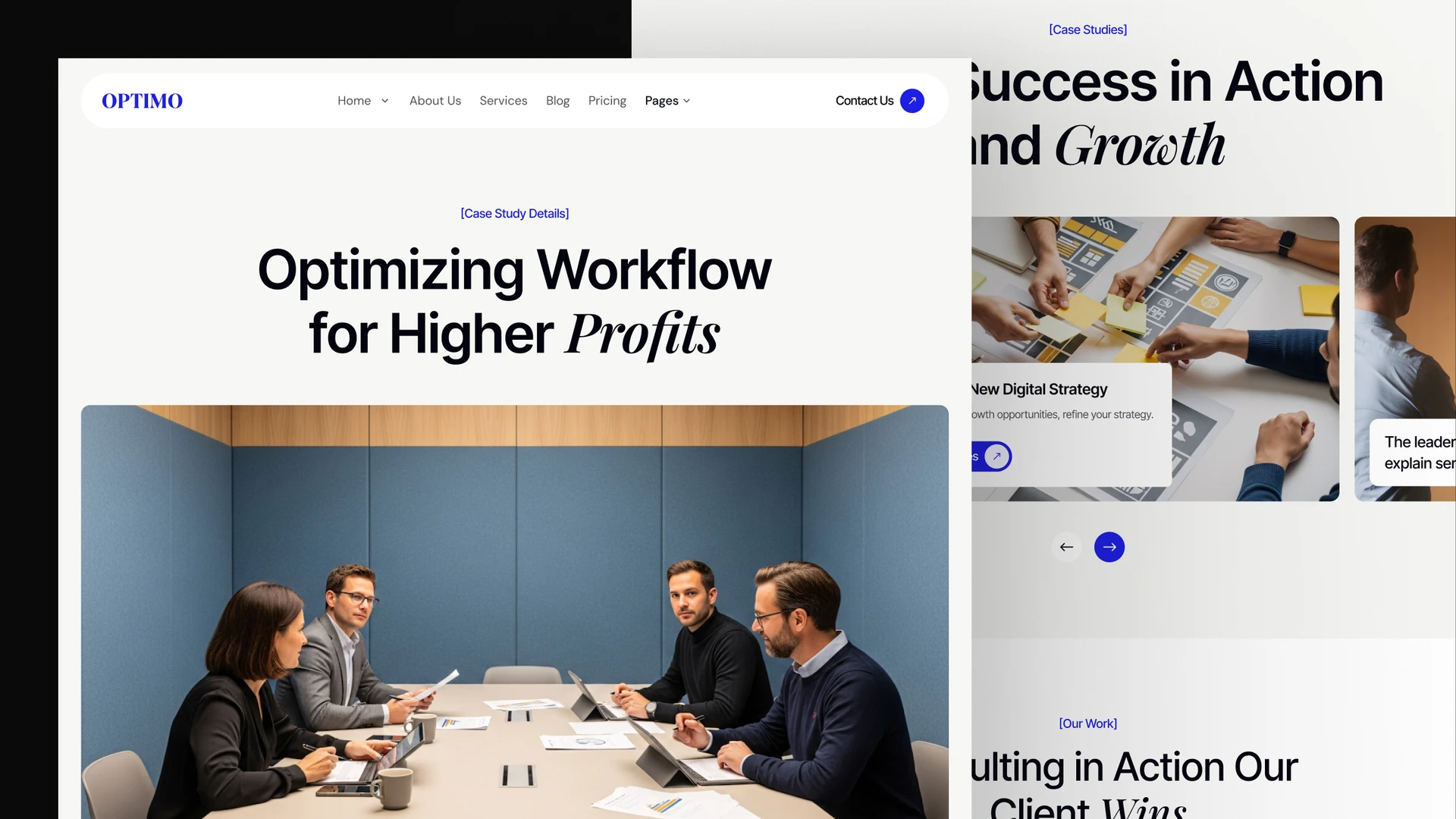 Optimo - Business Consultation & Professional Training Framer & Figma Template
