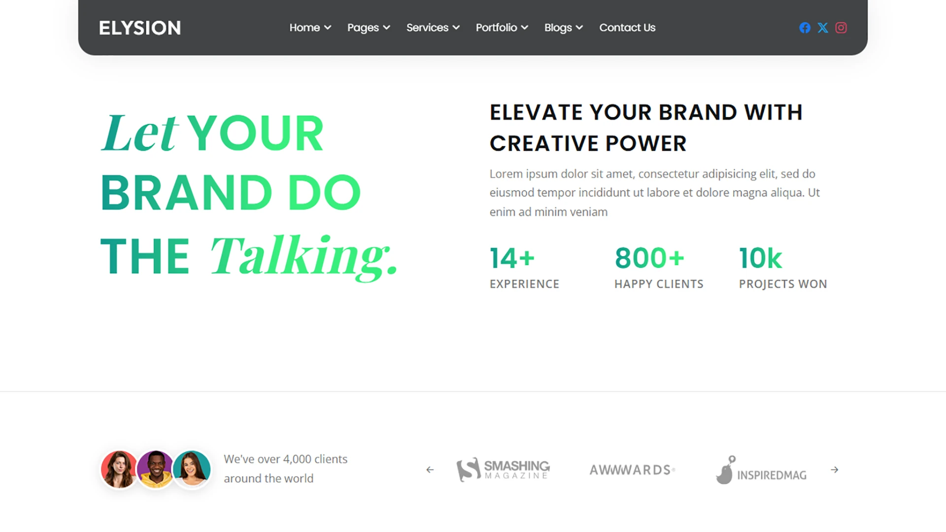 Elysion - Creative Agency and Business Startup HTML and Angular Template