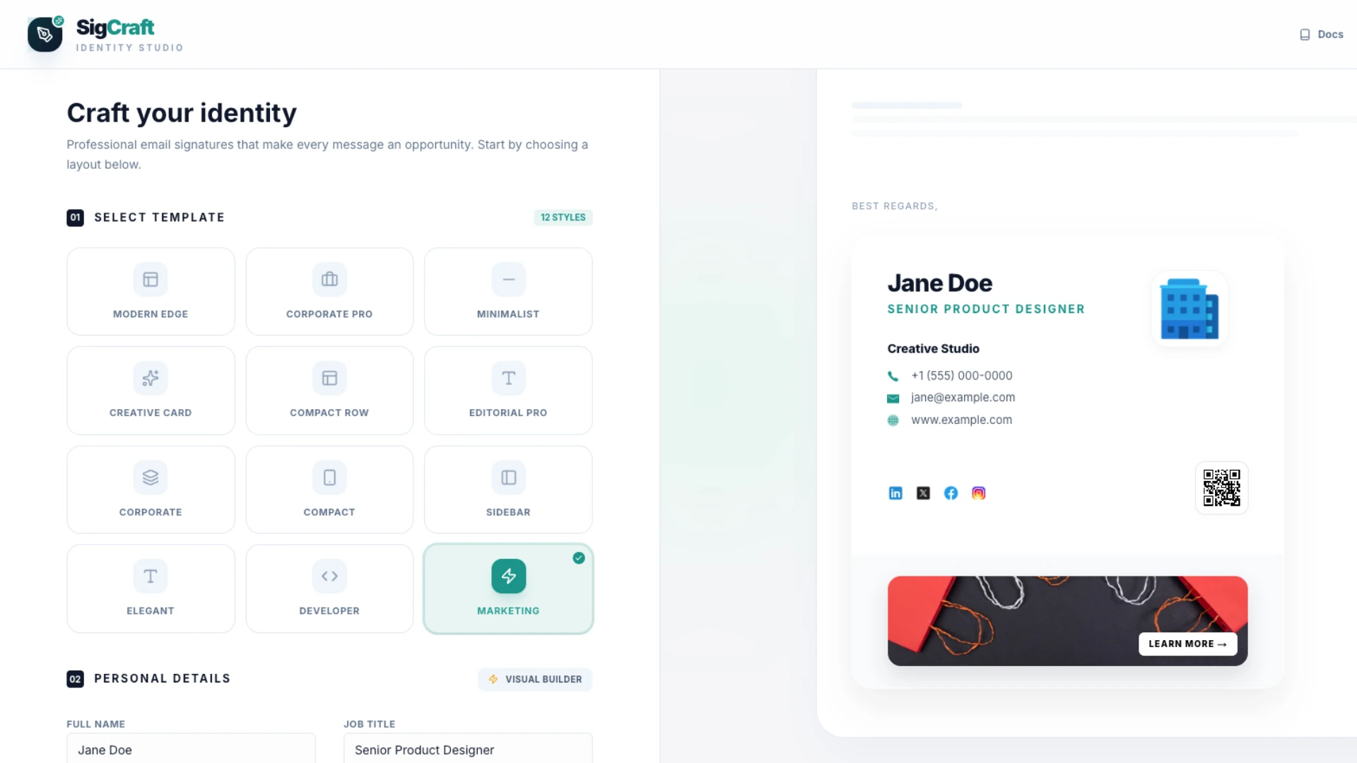 SigCraft - Ultimate Professional Email Signature Generator