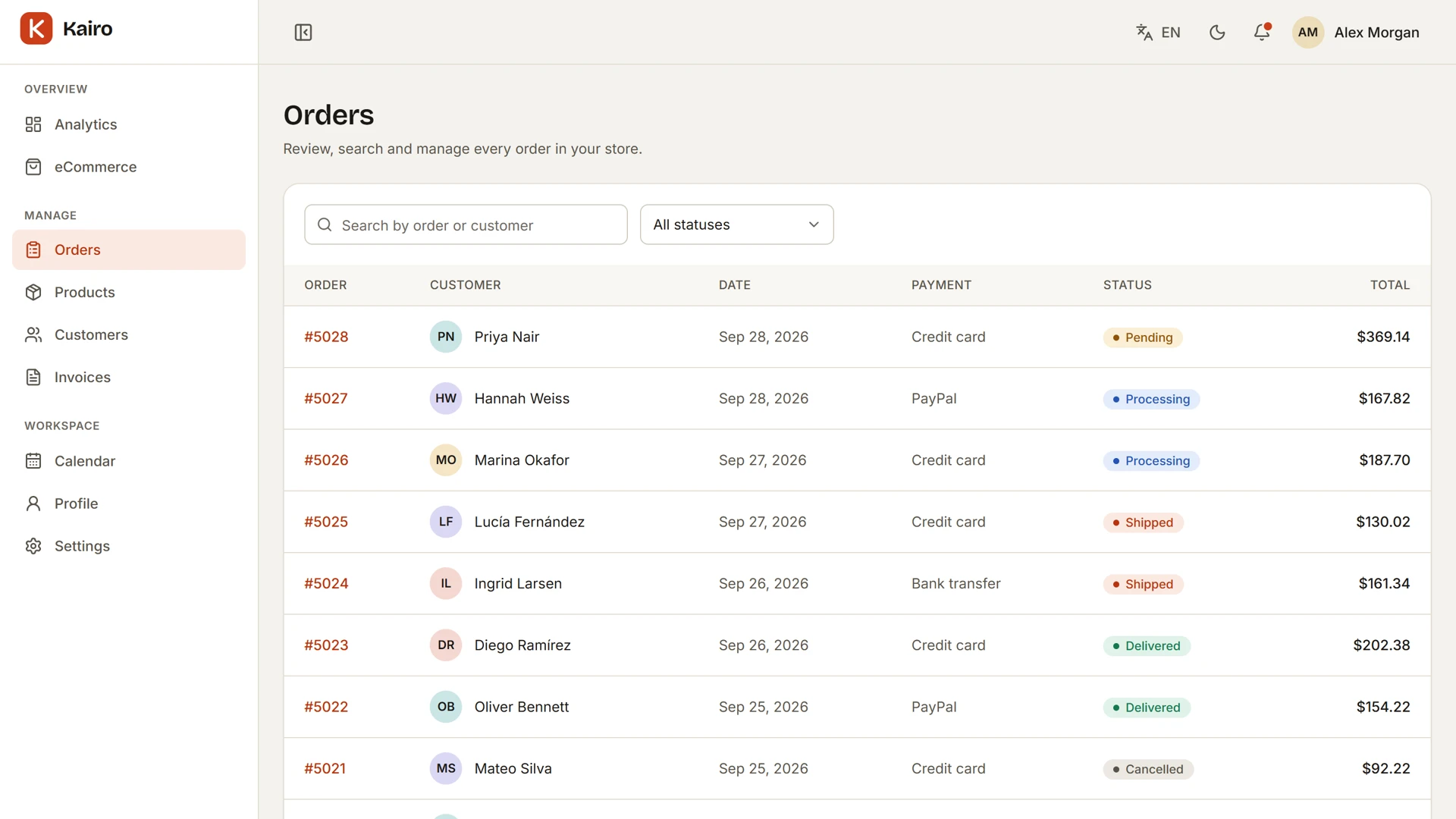 Kairo - Admin Dashboard Template with Next.js and Tailwind CSS