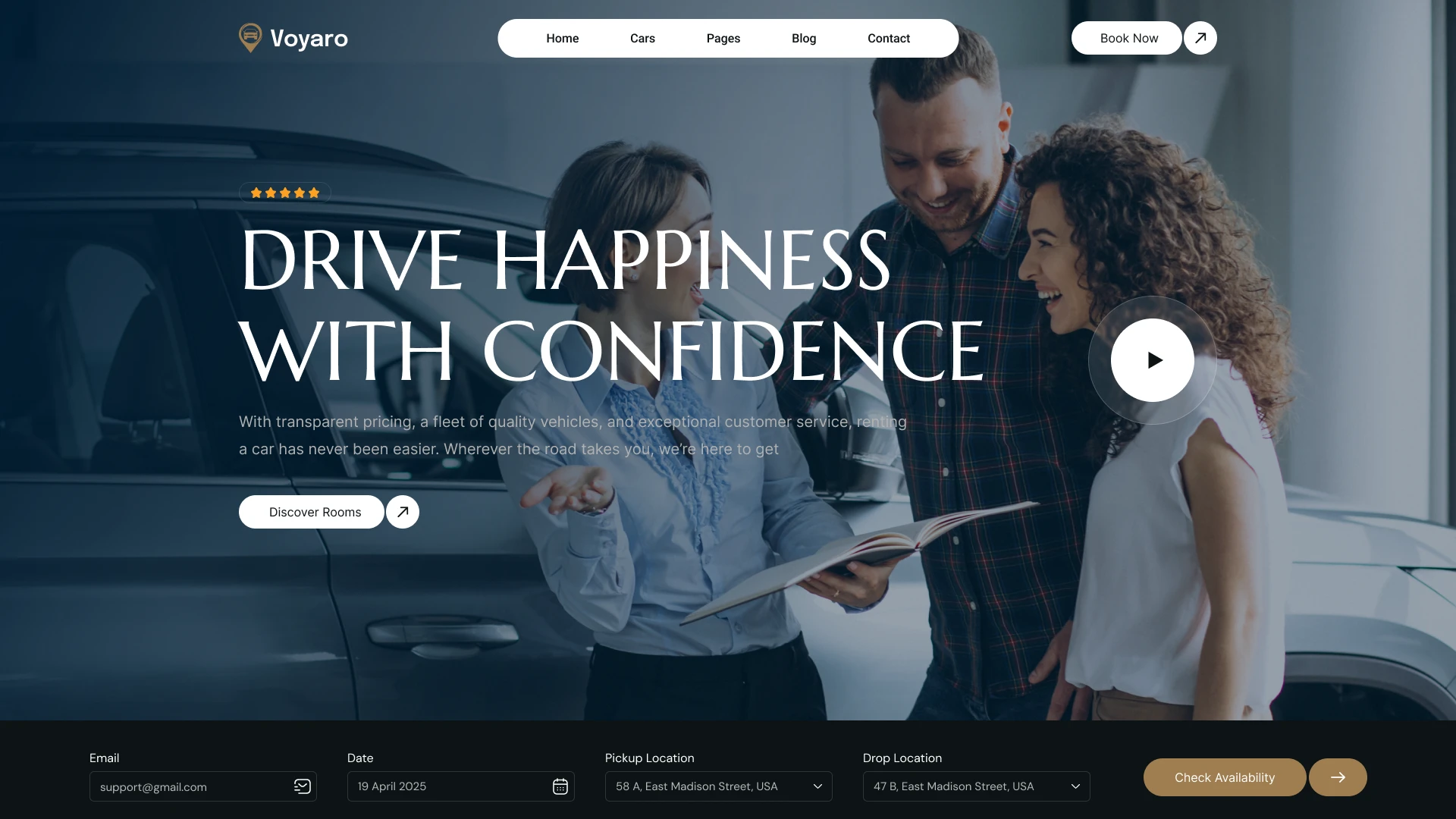 Voyaro - Car Rental & Vehicle Booking Figma Template (Screenshot 1 of 1)
