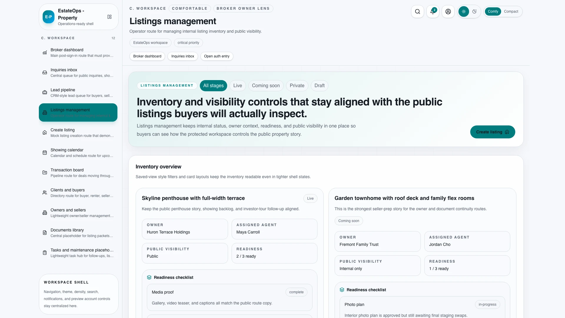 EstateOps - Real Estate CRM, Listings & Admin React Template