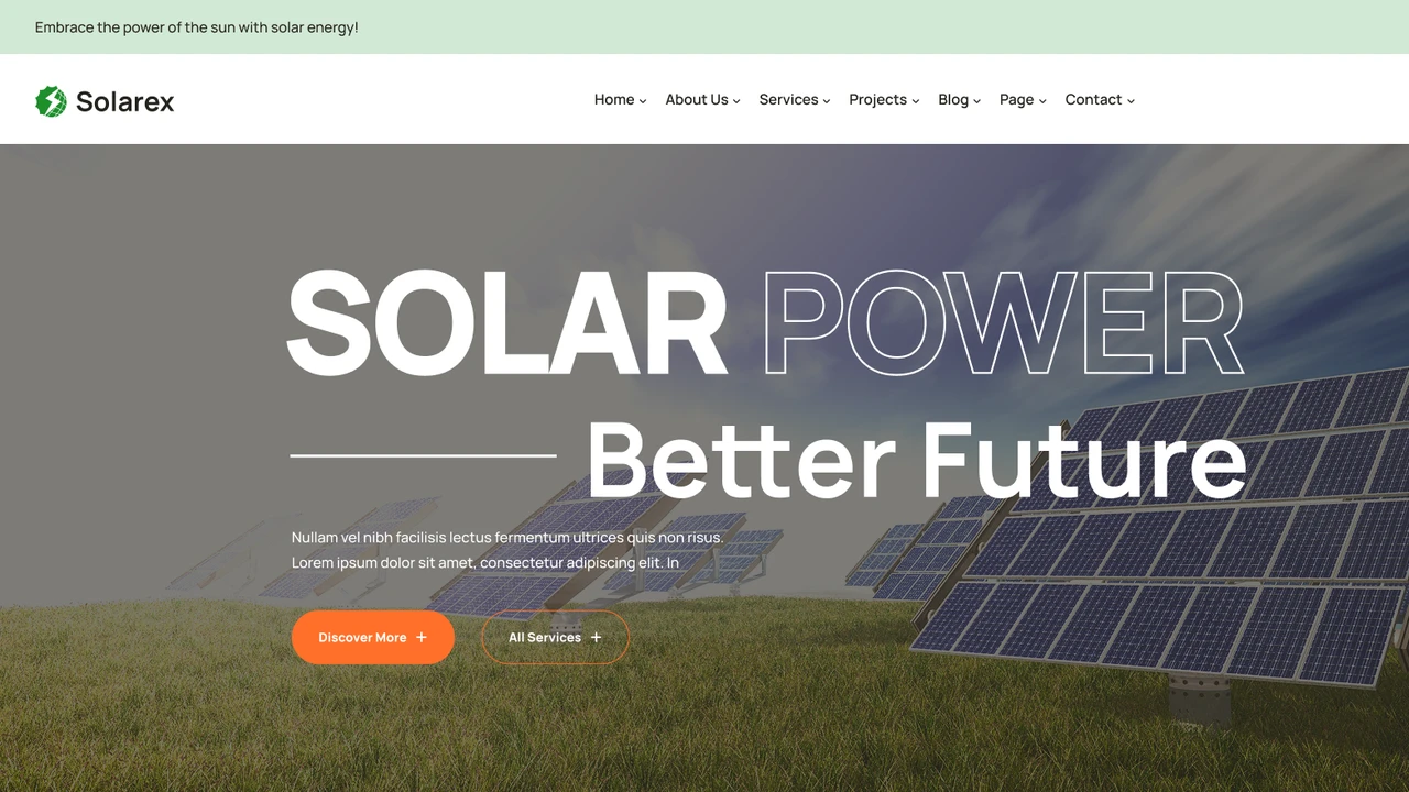 Solarex - Solar & Renewable Energy WordPress Theme